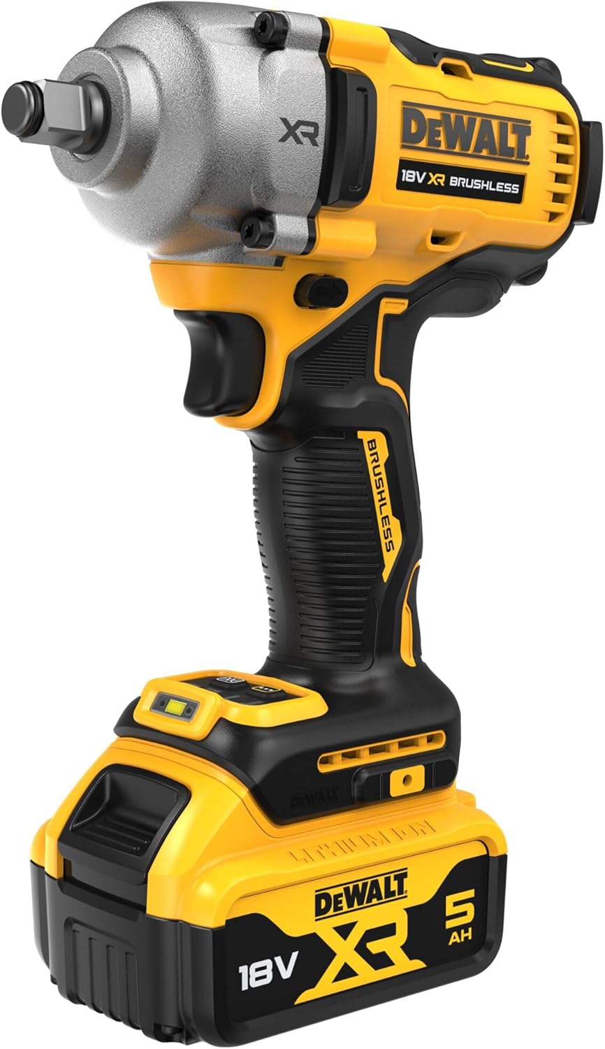 DEWALT Avvitatore a impulsi di fascia media 18V XR Brusless con 2 pacchi batteria XR 18V 5.0Ah e caricabatterie multitensione, DCF892P2T-QW