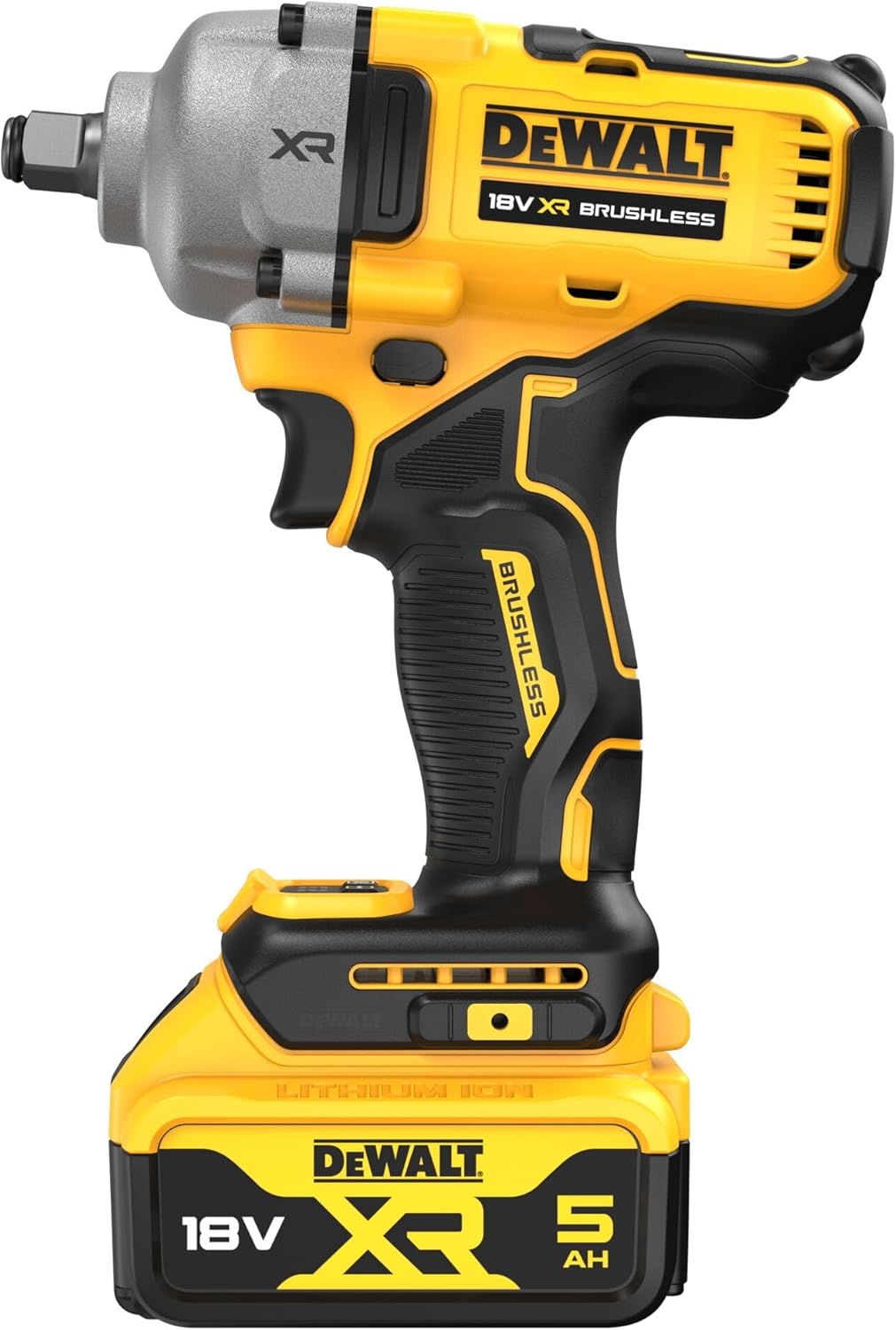 DEWALT Avvitatore a impulsi di fascia media 18V XR Brusless con 2 pacchi batteria XR 18V 5.0Ah e caricabatterie multitensione, DCF892P2T-QW