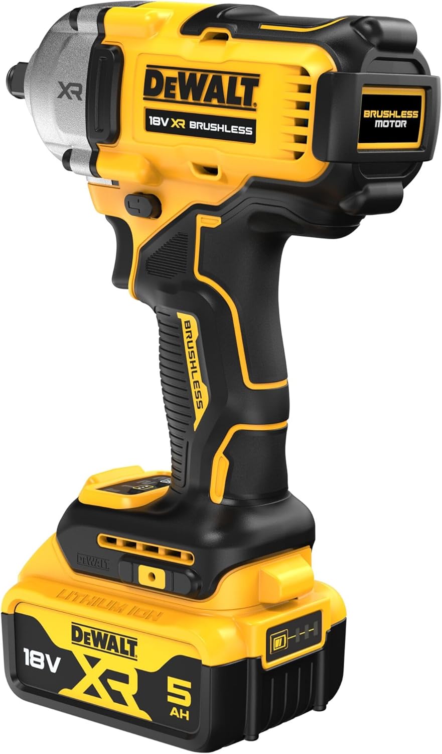 DEWALT Avvitatore a impulsi di fascia media 18V XR Brusless con 2 pacchi batteria XR 18V 5.0Ah e caricabatterie multitensione, DCF892P2T-QW