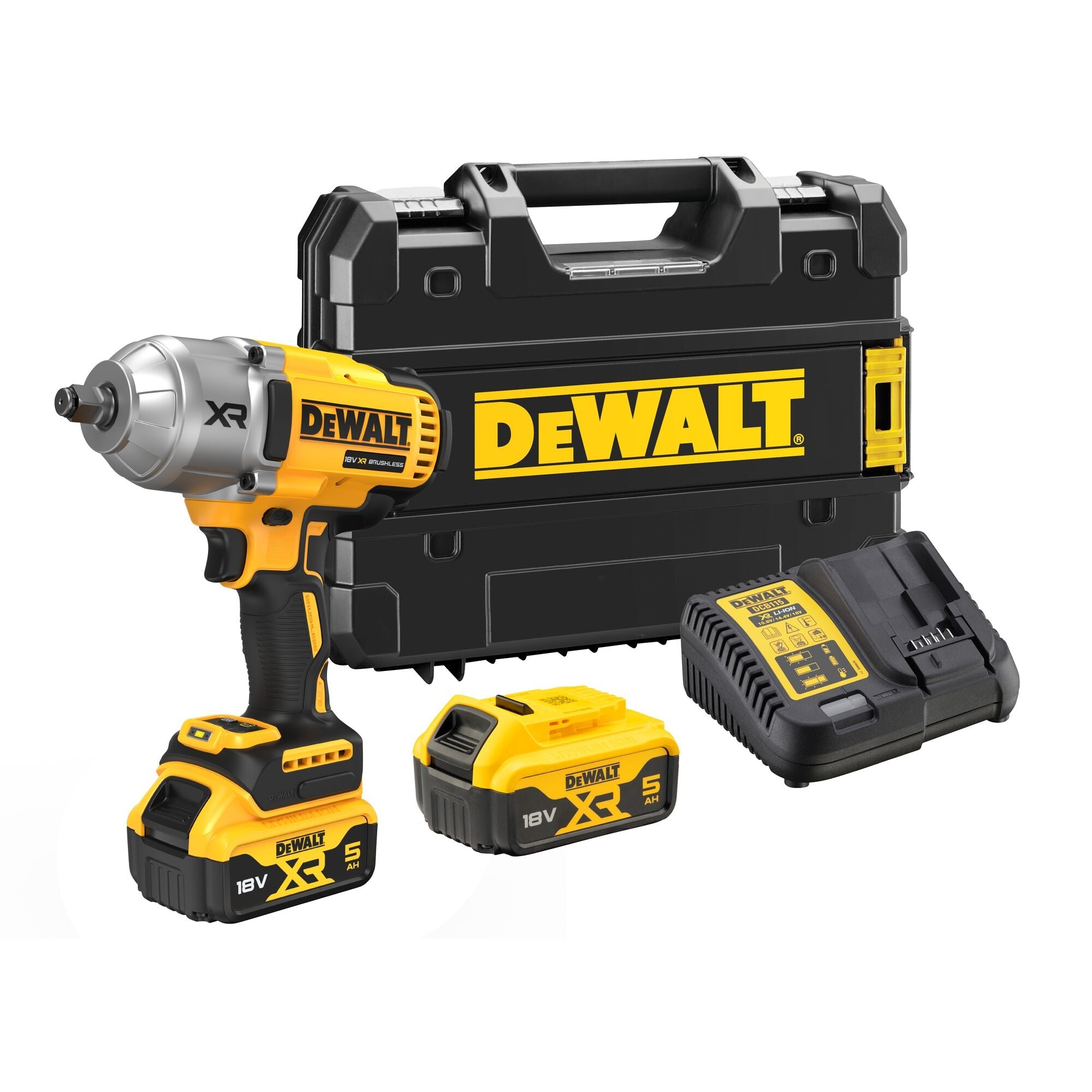DEWALT DCF900P2T-QW Avvitatore ad impulsi alta potenza 4 modalità, 2 batterie 18V 5.0Ah, 1/2”