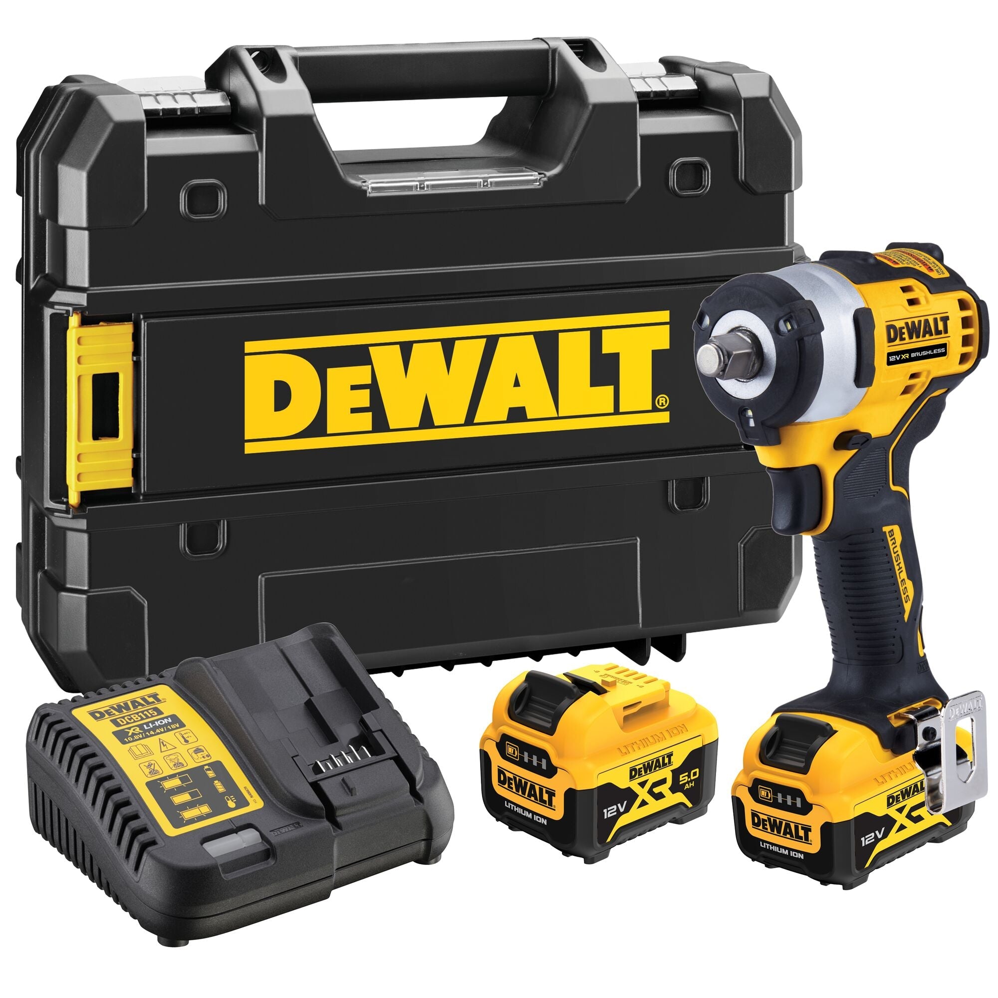 DEWALT DCF901P2-QW Avvitatore ad impulsi 1/2" con 2 batterie 12v 5.0Ah