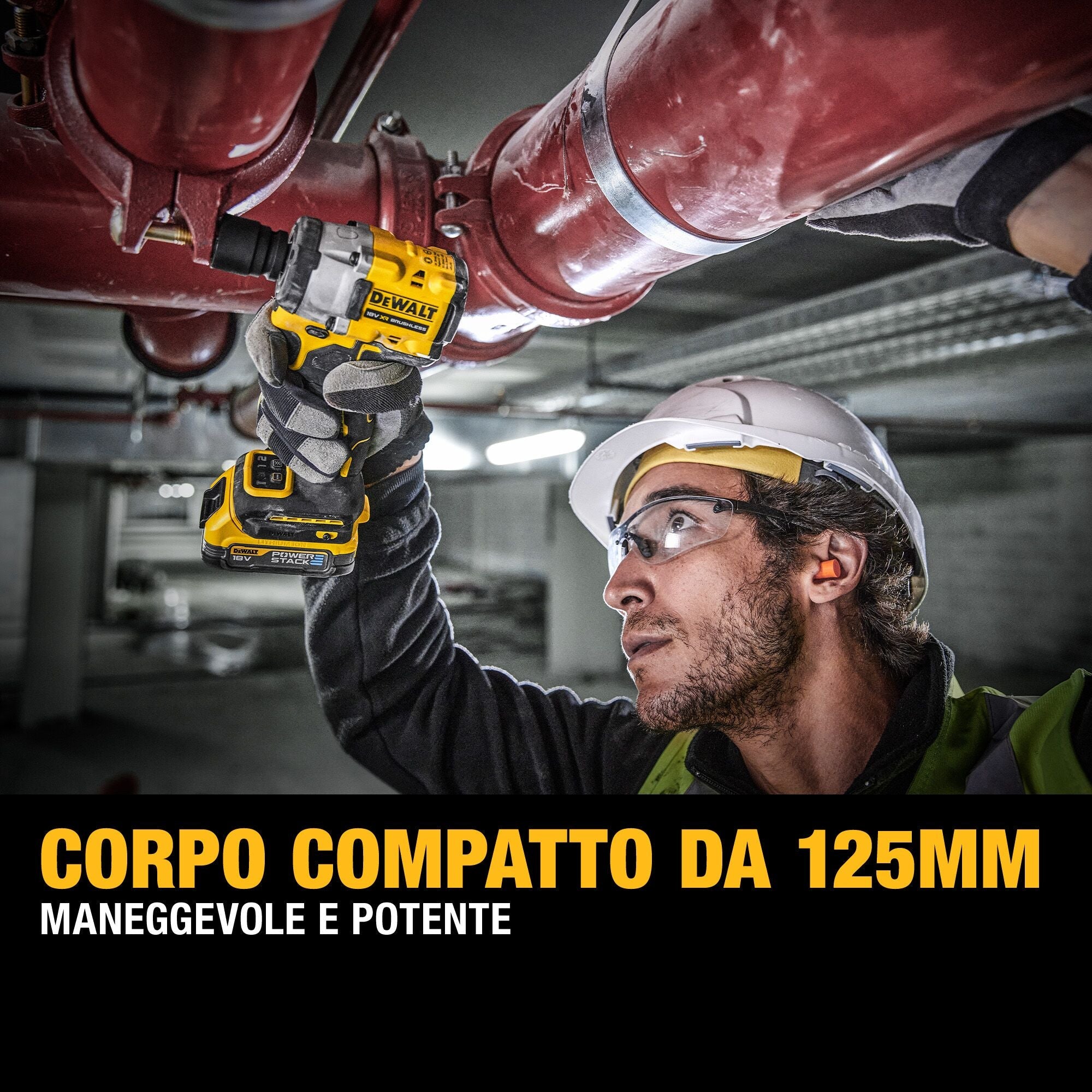 DEWALT DCF921H2T-QW Avvitatore ad impulsi compatto 1/2" con 2 batterie 18V Powerstack 5.0Ah
