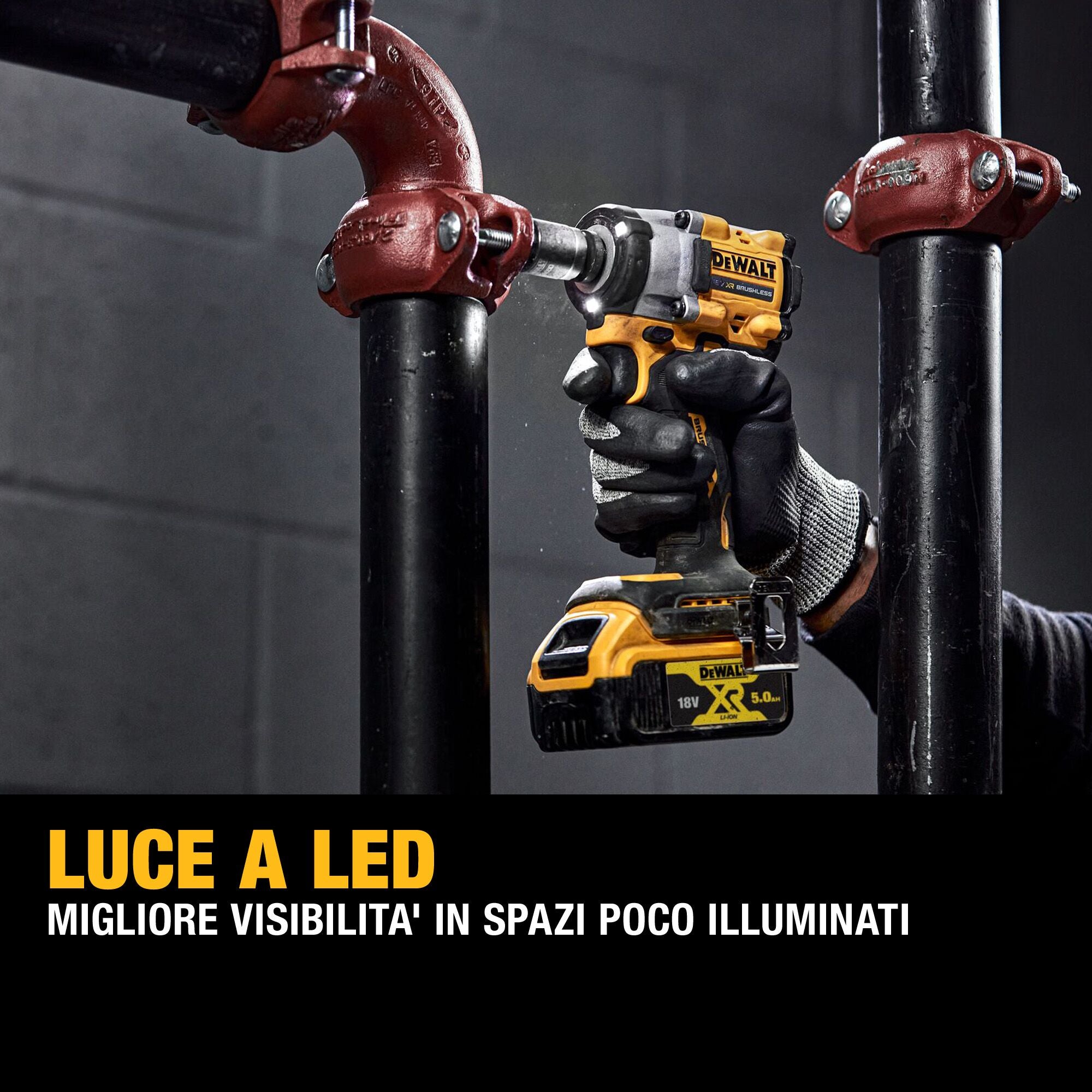 DEWALT DCF921H2T-QW Avvitatore ad impulsi compatto 1/2" con 2 batterie 18V Powerstack 5.0Ah