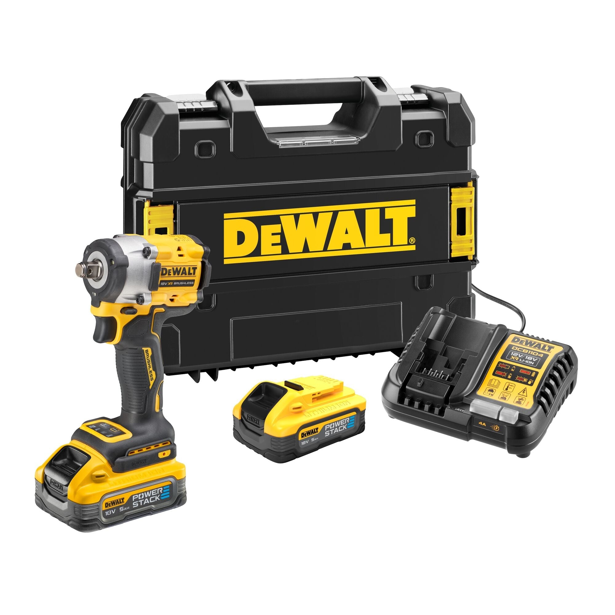 DEWALT DCF921H2T-QW Avvitatore ad impulsi compatto 1/2" con 2 batterie 18V Powerstack 5.0Ah